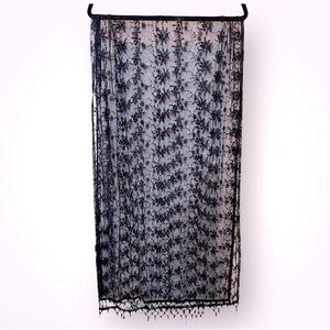 Black Sheer Embroidered Sequin Shawl Wrap Wedding Evening REACTION KENNETH COLE